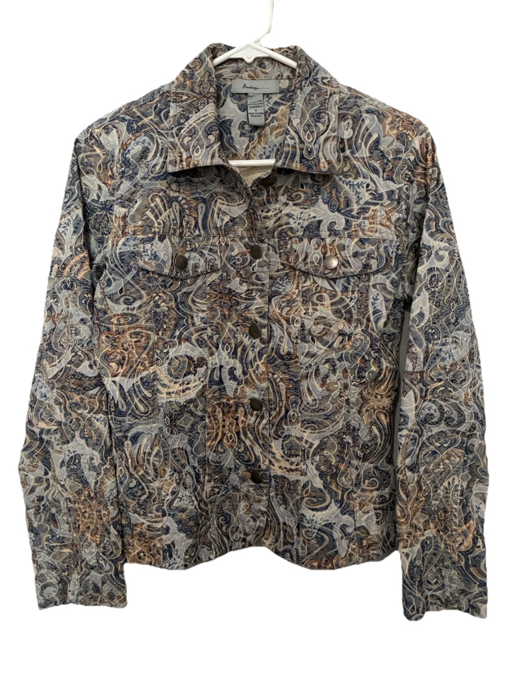 Analogy Paisley Shirt Jacket in Blue, Brown & Cream